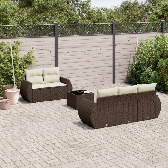6-tlg. Garten-Sofagarnitur mit Kissen Schwarz Poly Rattan