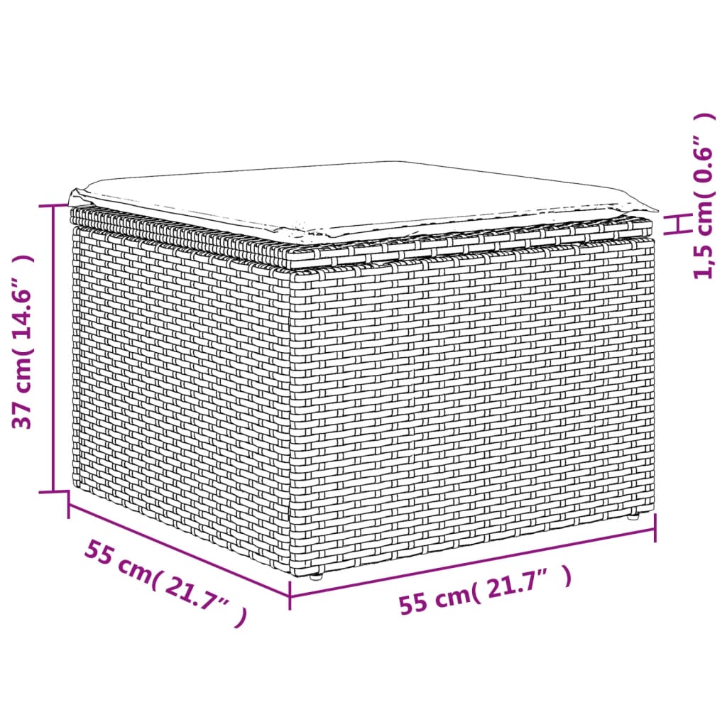 5-teiliges Gartensofa-Set mit Kissen, schwarzes Polyrattan