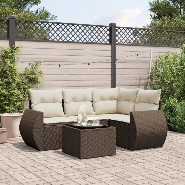 4-tlg. Garten-Sofagarnitur mit Kissen Schwarz Poly Rattan