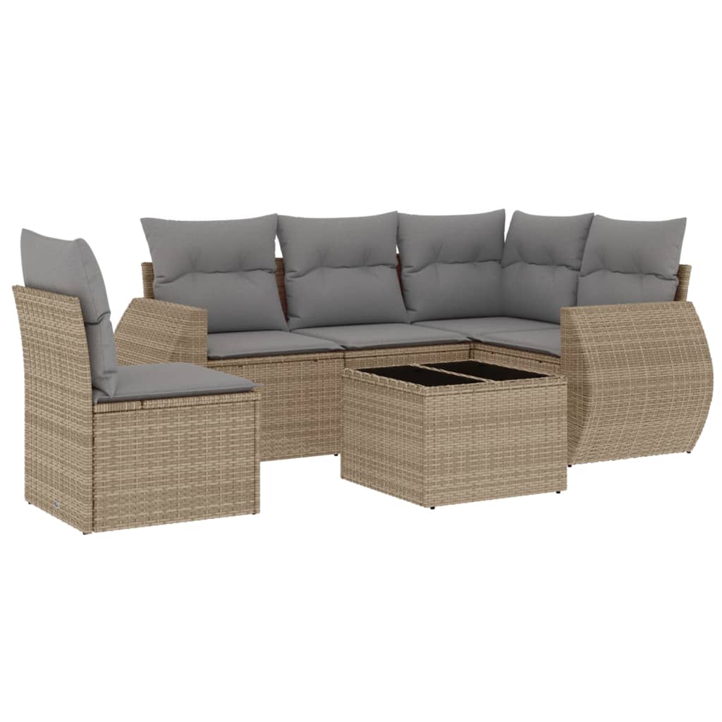 5-tlg. Garten-Sofagarnitur mit Kissen Schwarz Poly Rattan