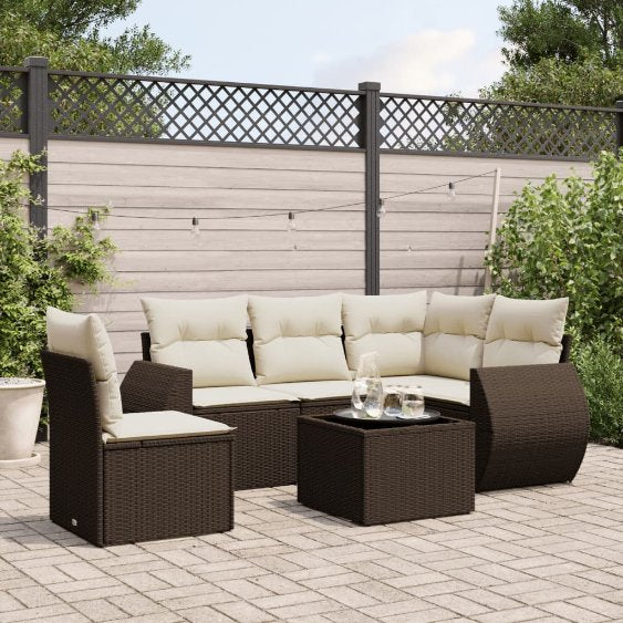 5-tlg. Garten-Sofagarnitur mit Kissen Schwarz Poly Rattan