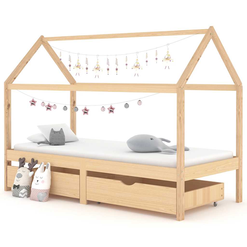 vidaXL Kinderbett mit Schublade Massivholz Kiefer 70x140 cm