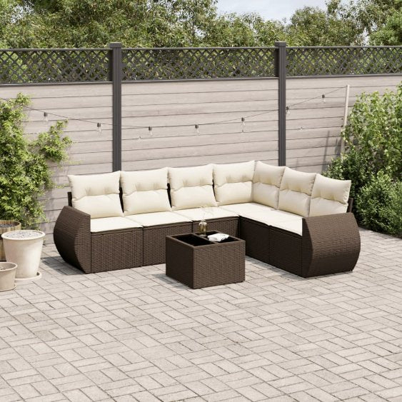 6-tlg. Garten-Sofagarnitur mit Kissen Schwarz Poly Rattan