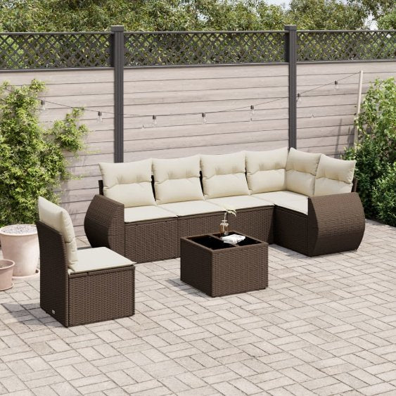 6-tlg. Garten-Sofagarnitur mit Kissen Schwarz Poly Rattan