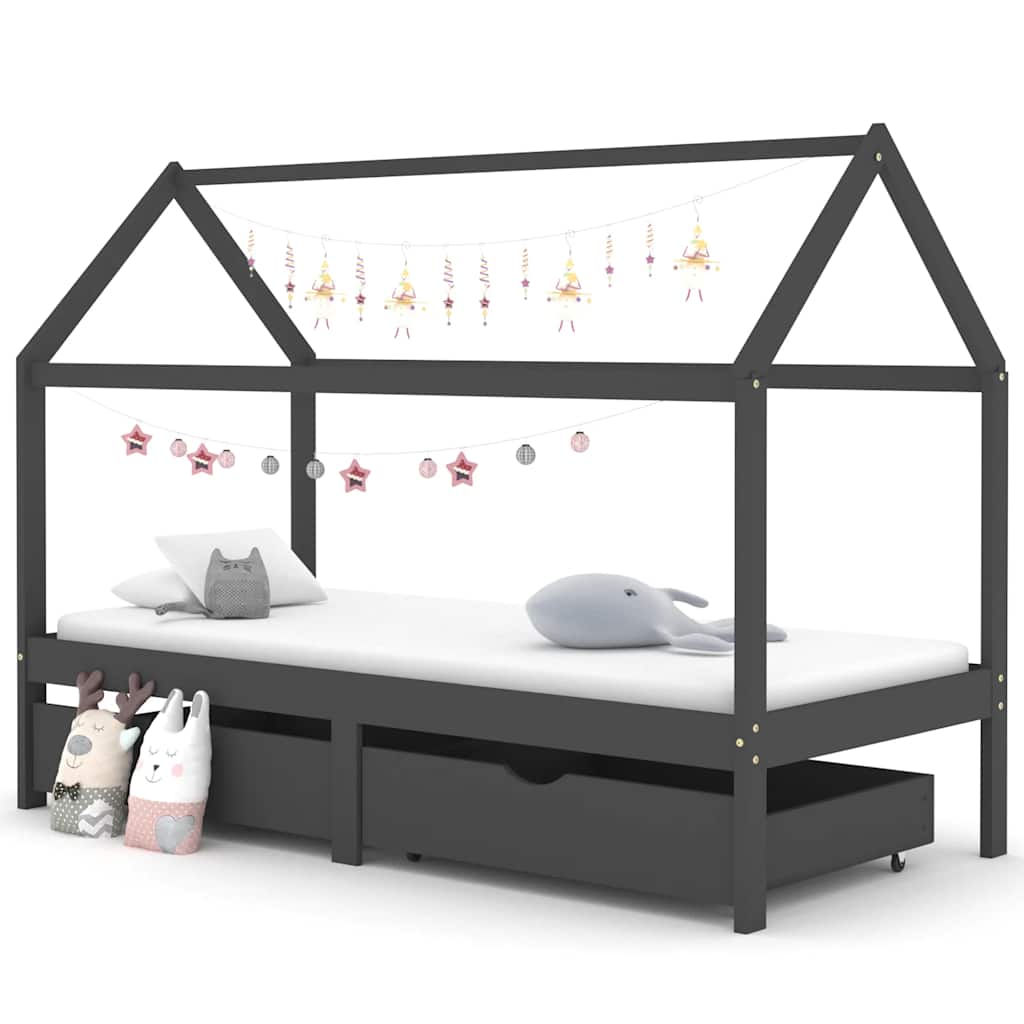 vidaXL Kinderbett mit Schublade Massivholz Kiefer 70x140 cm