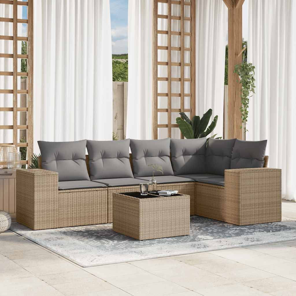 vidaXL 5-tlg. Garten-Sofagarnitur mit Kissen Schwarz Poly Rattan