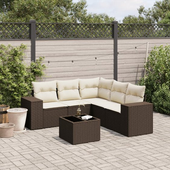 5-tlg. Garten-Sofagarnitur mit Kissen Schwarz Poly Rattan