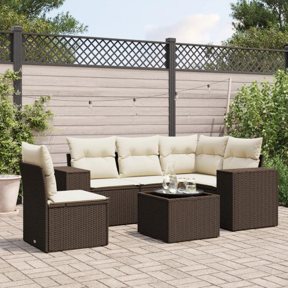 5-tlg. Garten-Sofagarnitur mit Kissen Schwarz Poly Rattan