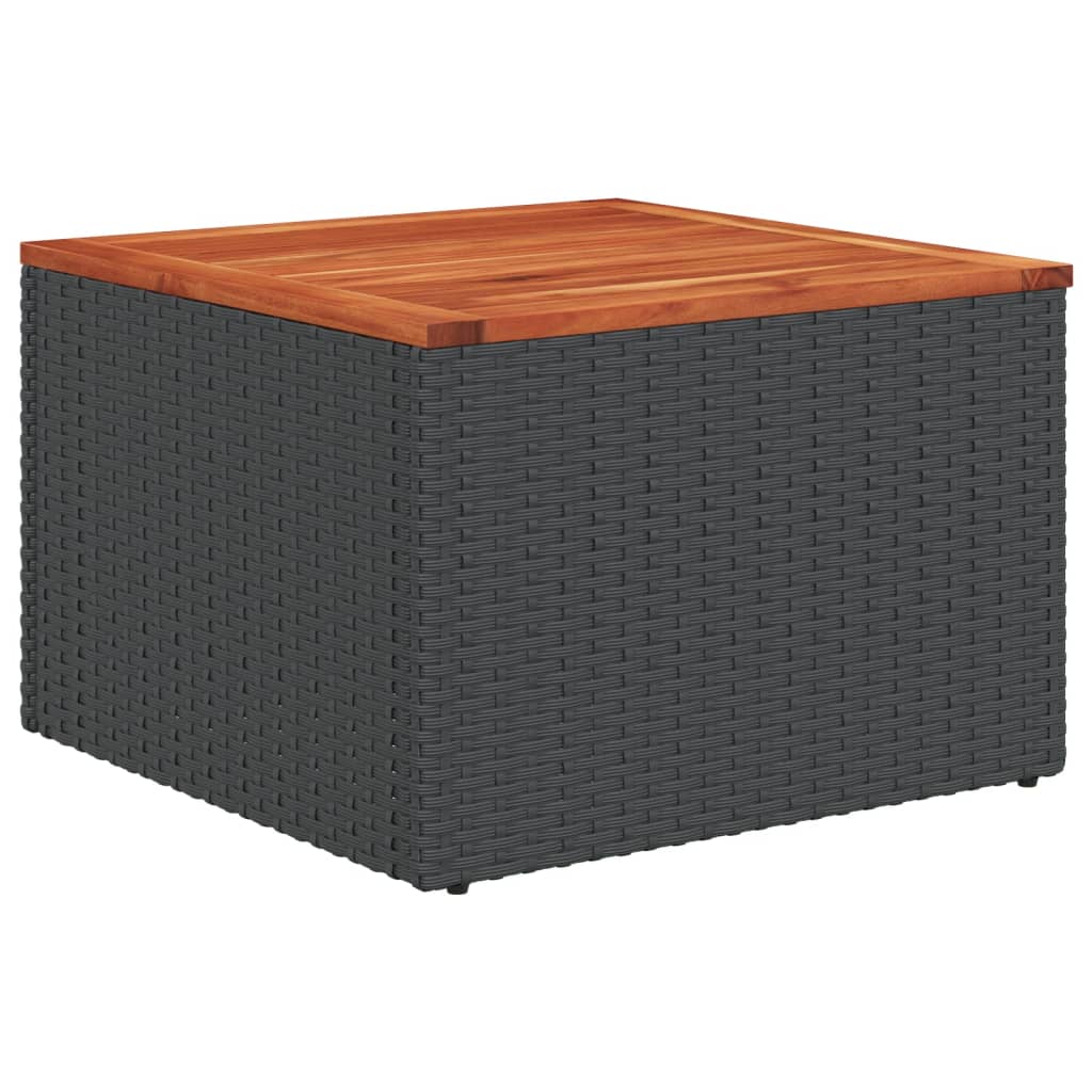 7-teiliges Gartensofa-Set mit Kissen, schwarzes Polyrattan