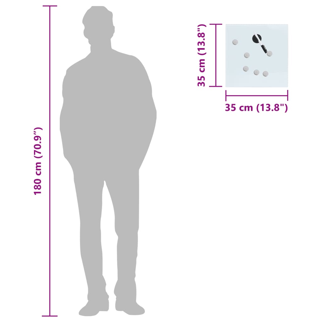 vidaXL Schlüsselkasten mit Magnettafel Weiß 35x35x5,5 cm