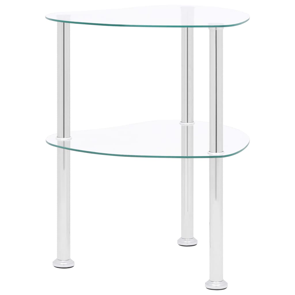 vidaXL Beistelltisch mit 2 Ablagen Transparent 38x38x50 cm Hartglas