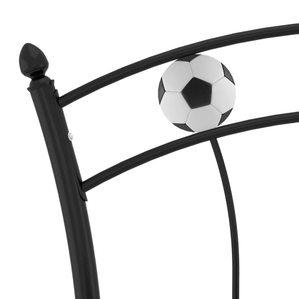 vidaXL Einzelbett mit Fußball-Design Schwarz Metall 90x200 cm