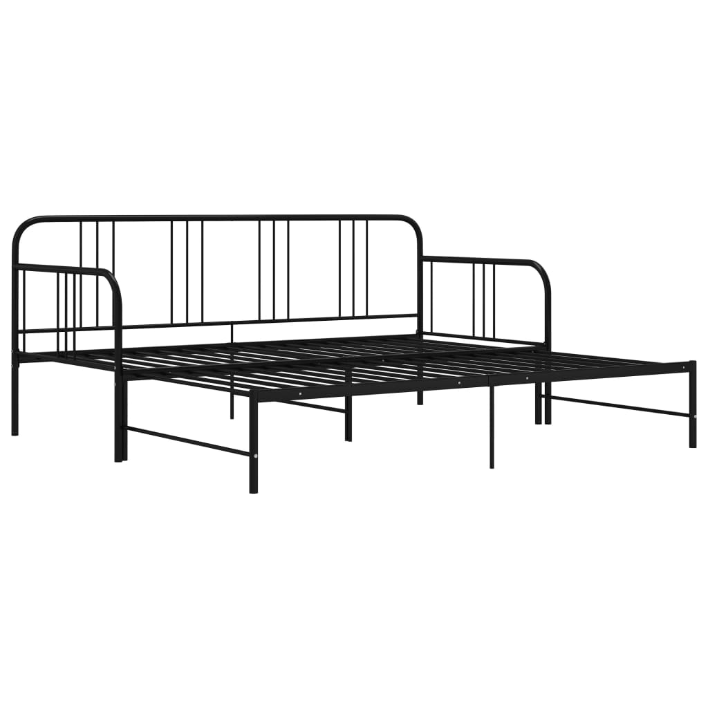 vidaXL Tagesbett Ausziehbar Schwarz Metall 90x200 cm