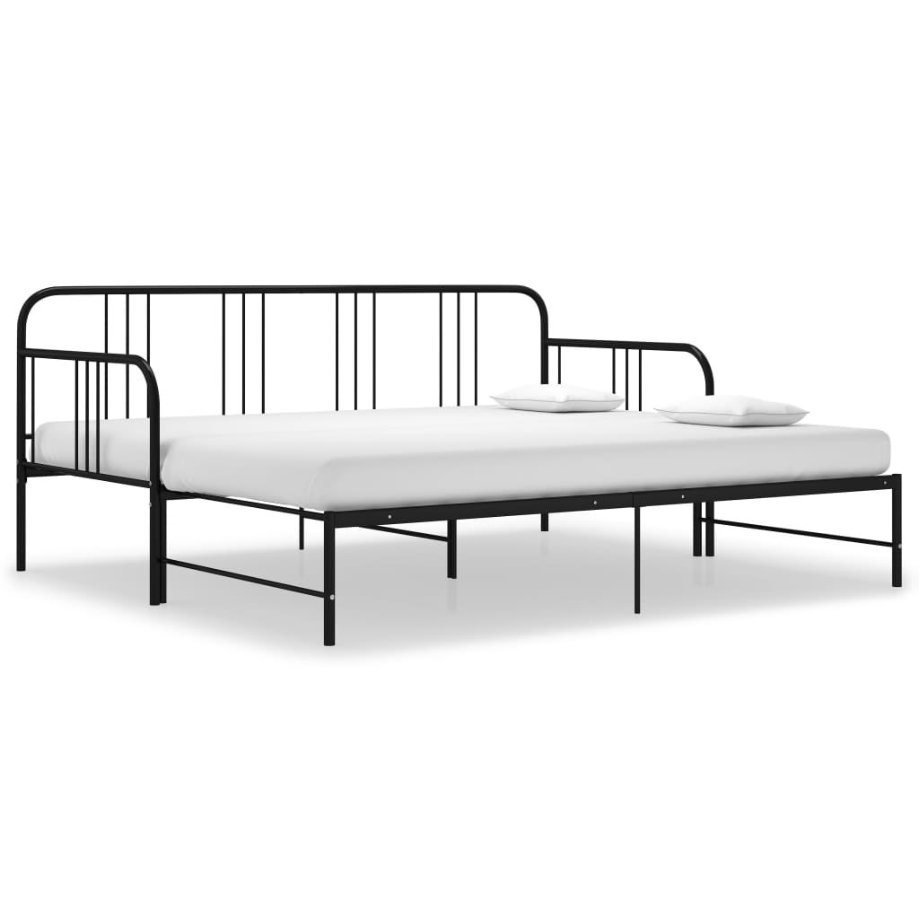 vidaXL Tagesbett Ausziehbar Schwarz Metall 90x200 cm