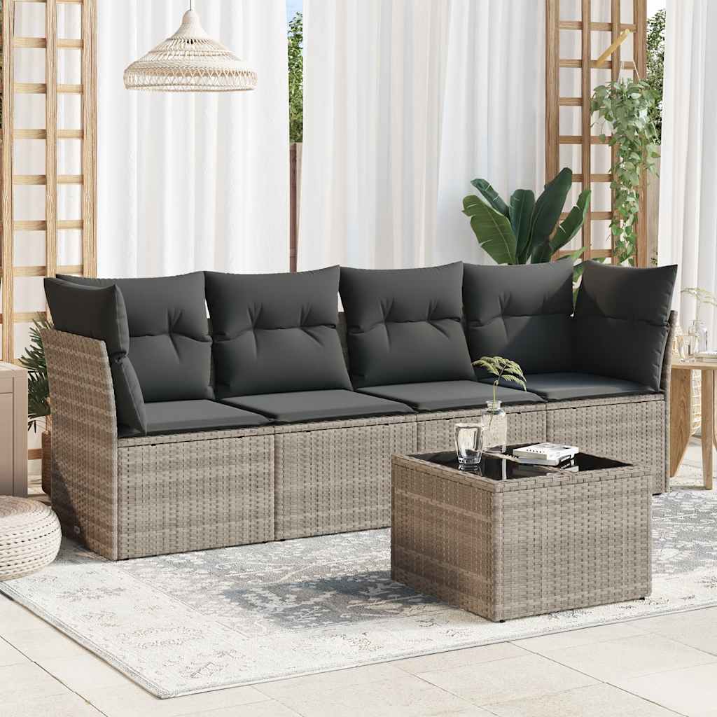4-tlg. Garten-Sofagarnitur mit Kissen Schwarz Poly Rattan