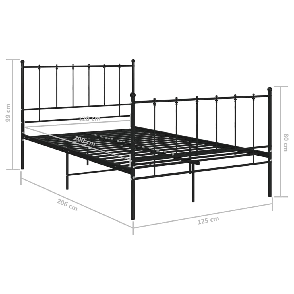 vidaXL Bett Schwarz Metall 120x200 cm