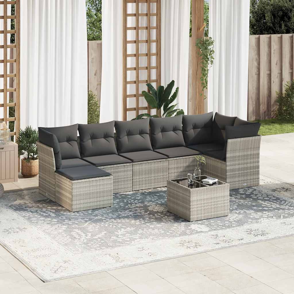 7-tlg. Garten-Sofagarnitur mit Kissen Schwarz Poly Rattan