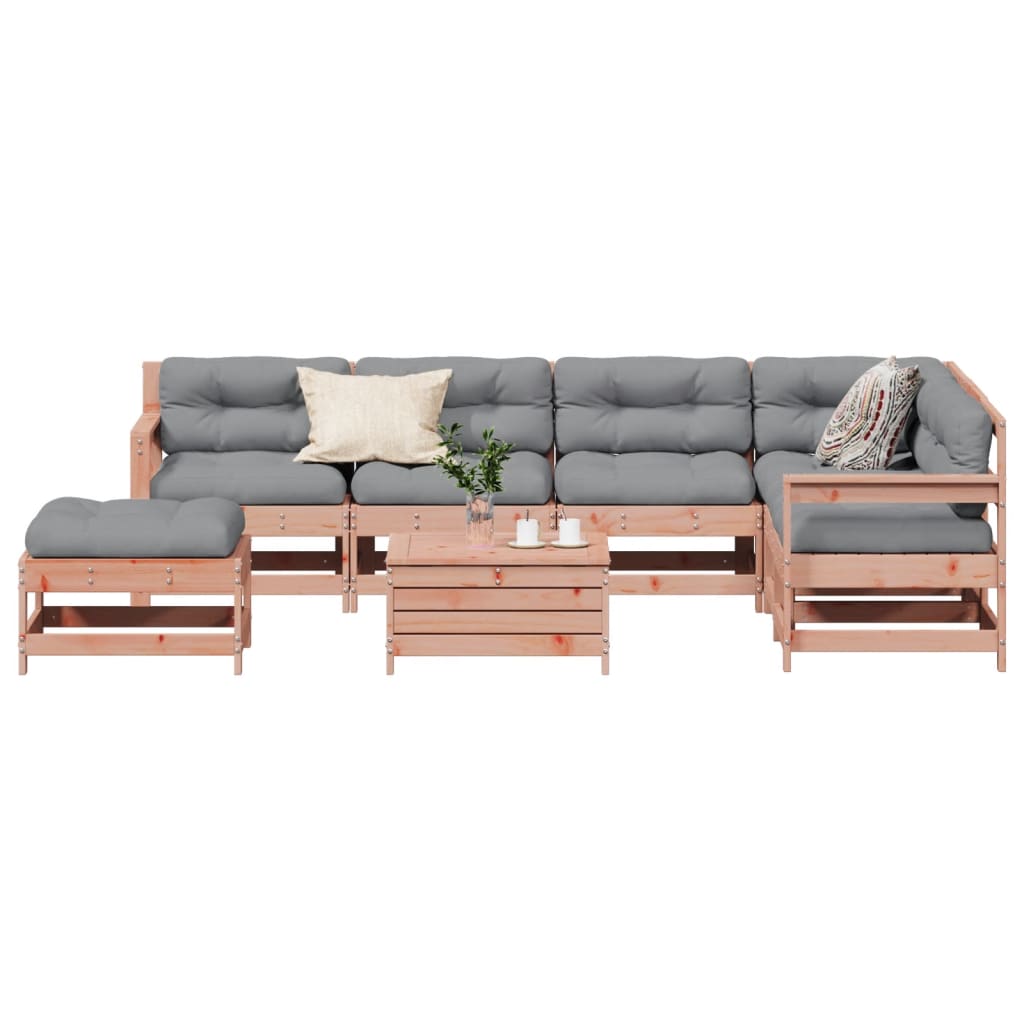 8-tlg. Garten-Lounge-Set mit Kissen Weiß Massivholz Kiefer