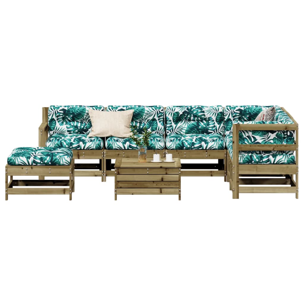 8-tlg. Garten-Lounge-Set mit Kissen Weiß Massivholz Kiefer