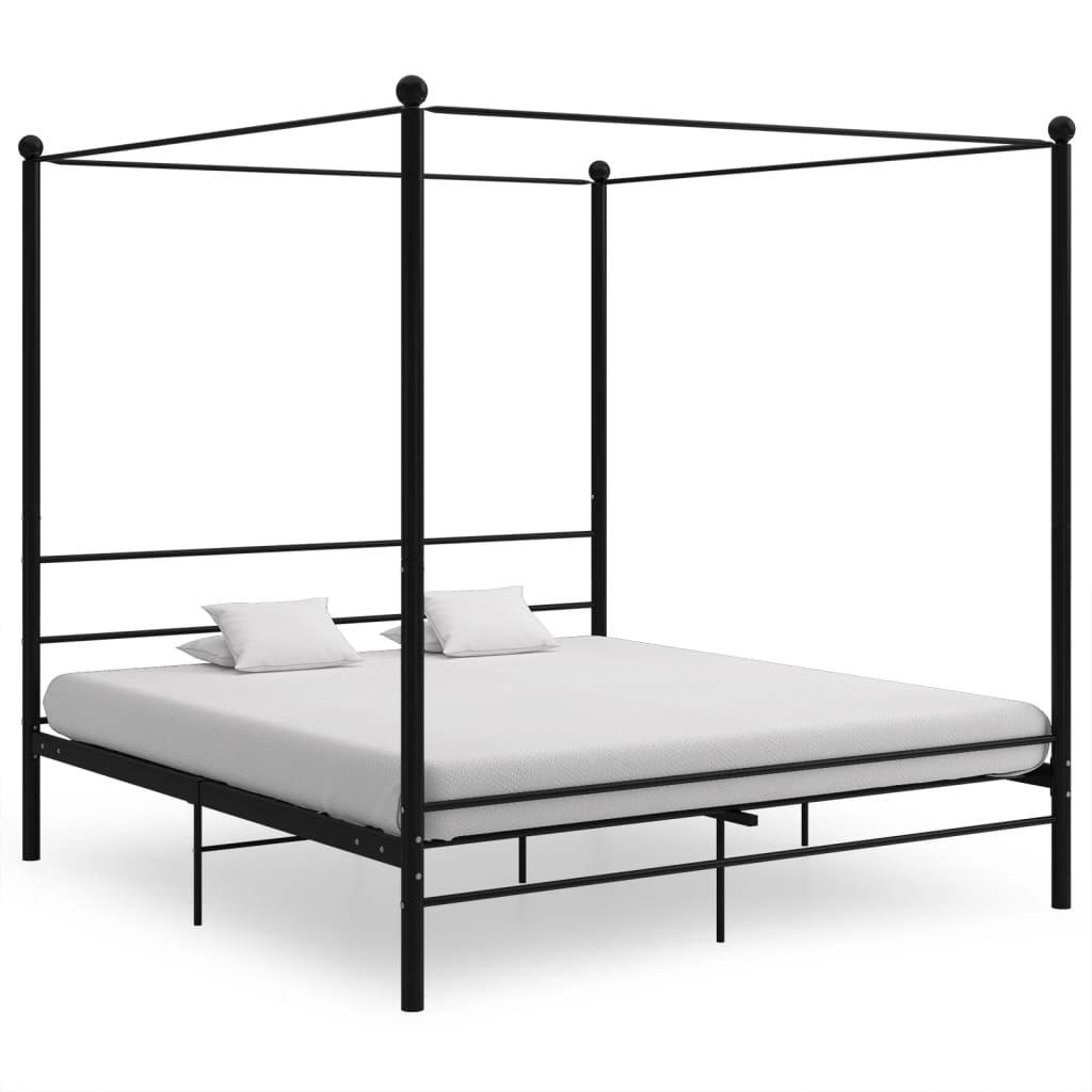 vidaXL Himmelbett Schwarz Metall 120x200 cm