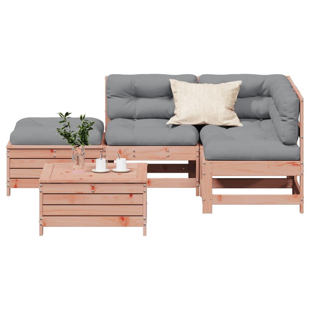 5-tlg. Garten-Lounge-Set mit Kissen Weiß Massivholz Kiefer