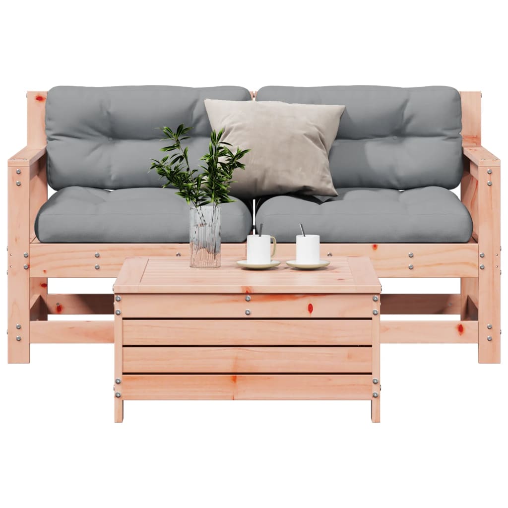 3-tlg. Garten-Lounge-Set mit Kissen Massivholz Kiefer