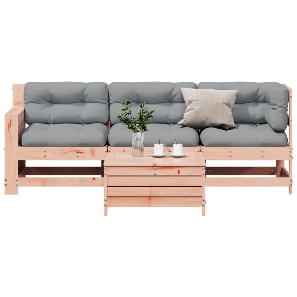 4-tlg. Garten-Lounge-Set mit Kissen Weiß Massivholz Kiefer