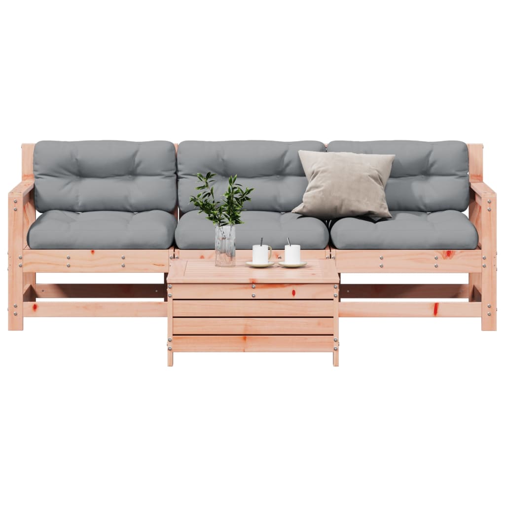 4-tlg. Garten-Lounge-Set mit Kissen Massivholz Kiefer