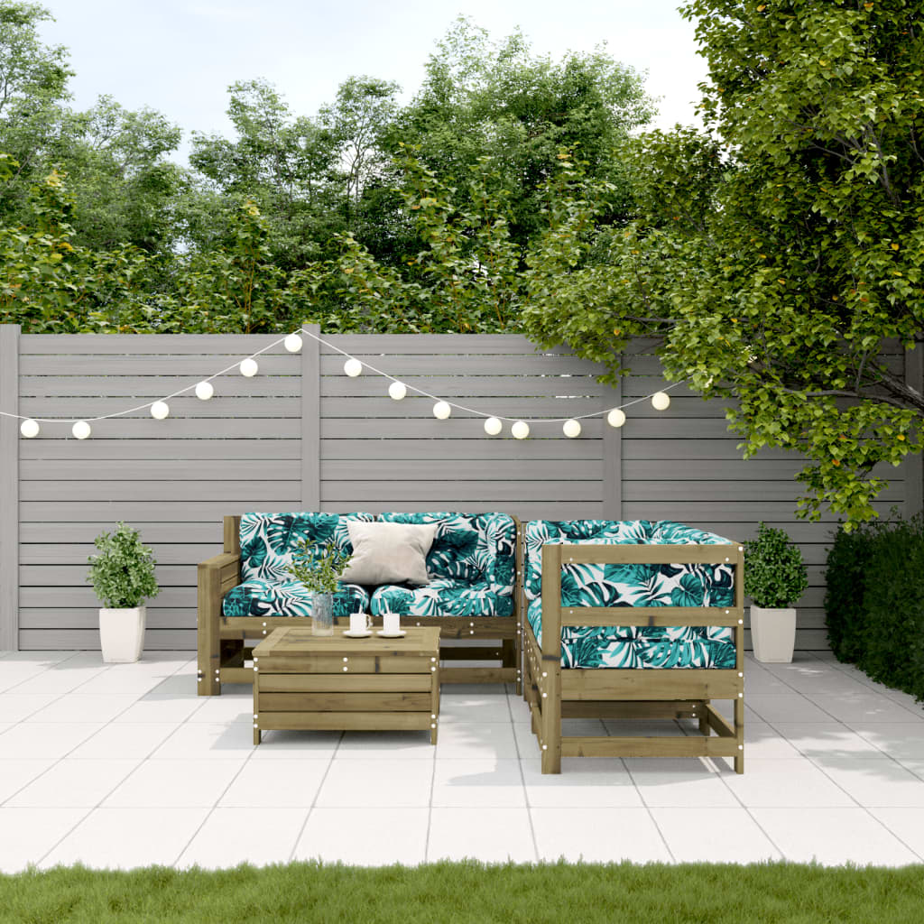 5-tlg. Garten-Lounge-Set mit Kissen Imprägniertes Kiefernholz