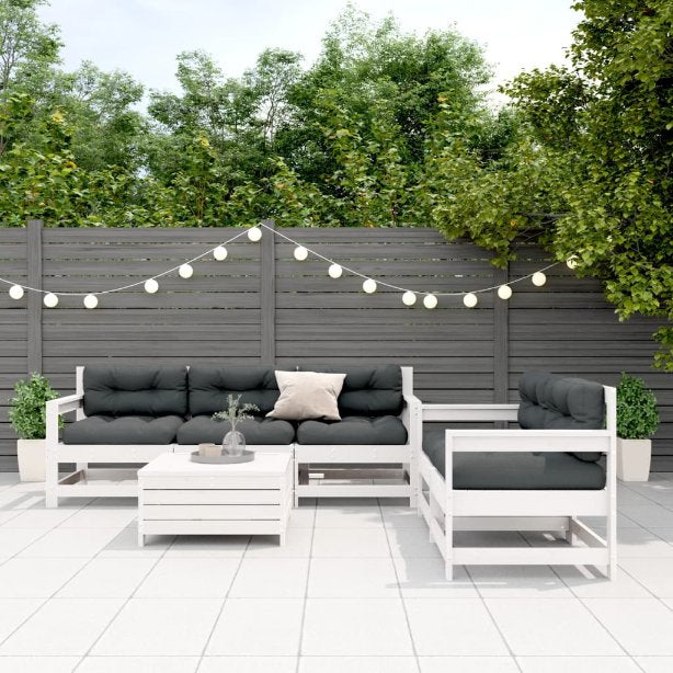 6-tlg. Garten-Lounge-Set mit Kissen Massivholz Kiefer
