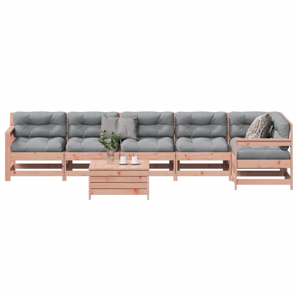 7-tlg. Garten-Lounge-Set mit Kissen Massivholz Douglasie