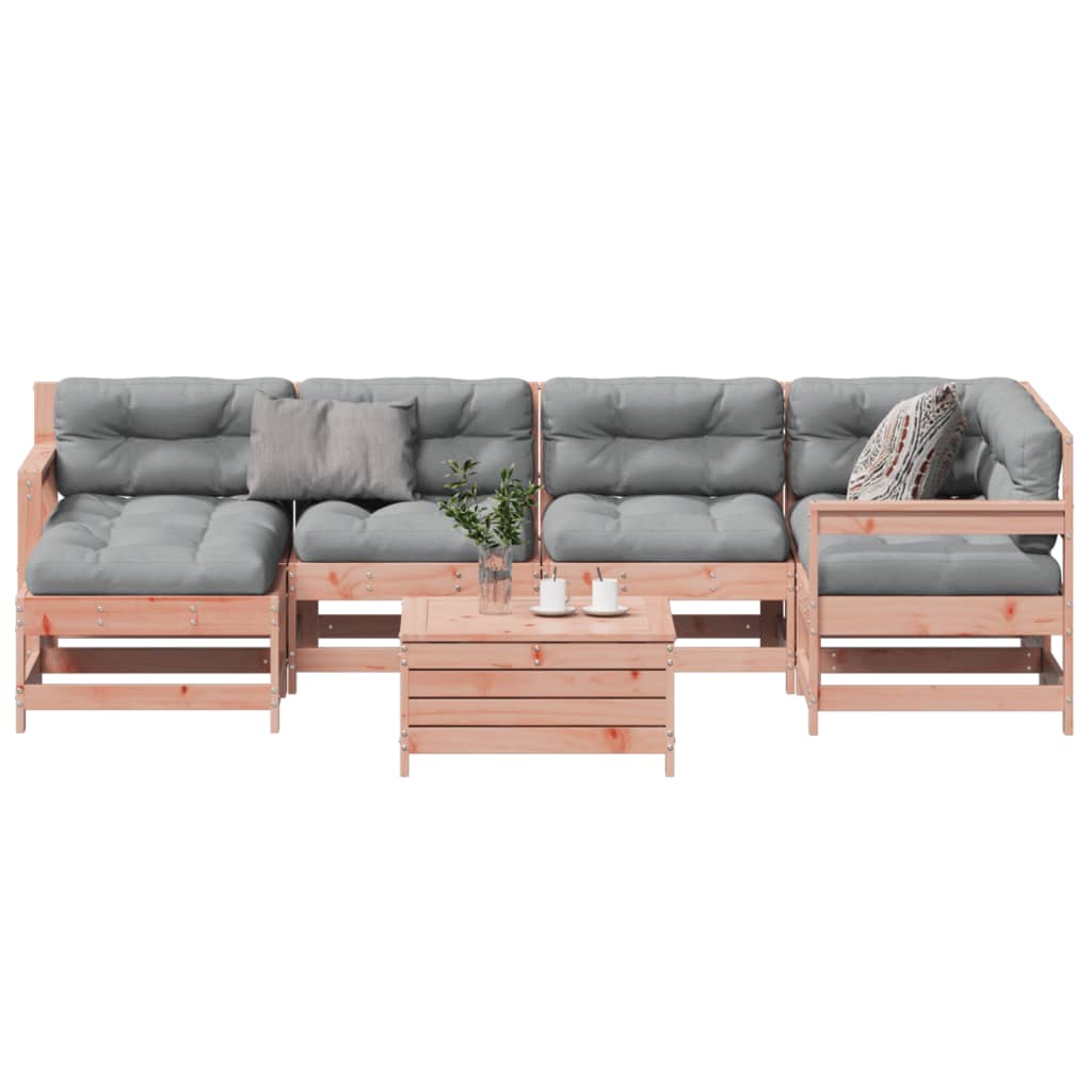 7-tlg. Garten-Lounge-Set mit Kissen Weiß Massivholz Kiefer