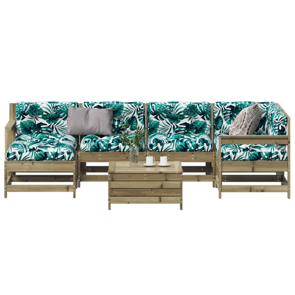 7-tlg. Garten-Lounge-Set mit Kissen Weiß Massivholz Kiefer