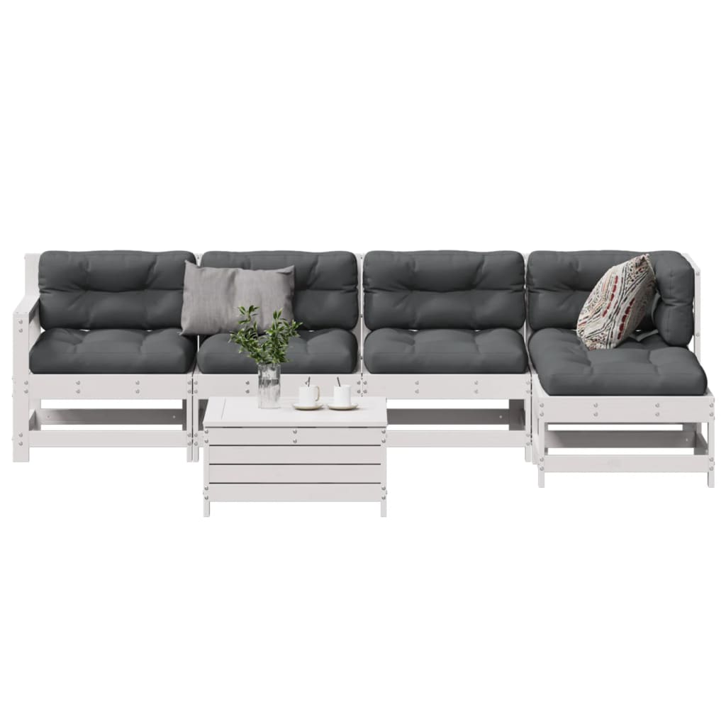 6-tlg. Garten-Lounge-Set mit Kissen Massivholz Kiefer