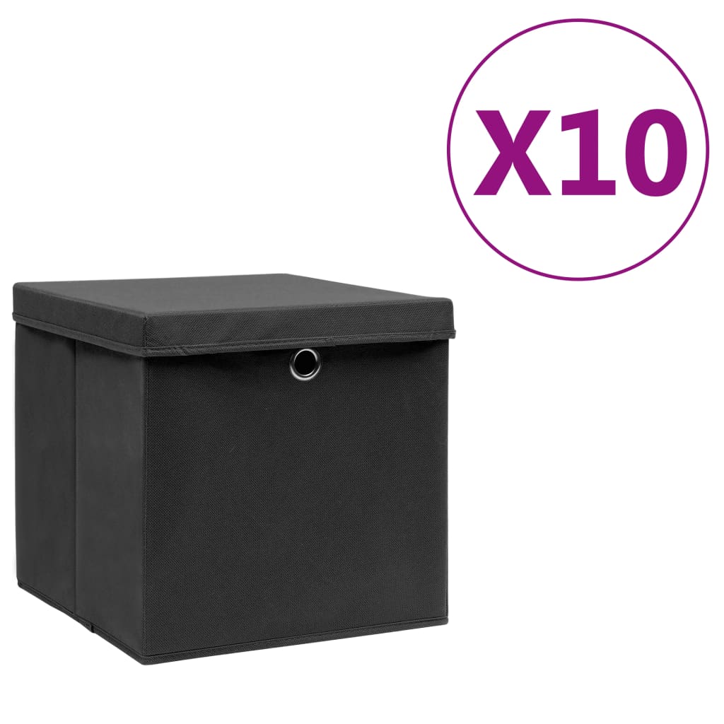 vidaXL Aufbewahrungsboxen 4 Stk. Vliesstoff 28x28x28 cm Schwarz