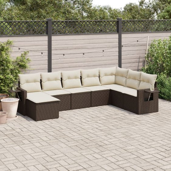 8-tlg. Garten-Sofagarnitur mit Kissen Schwarz Poly Rattan