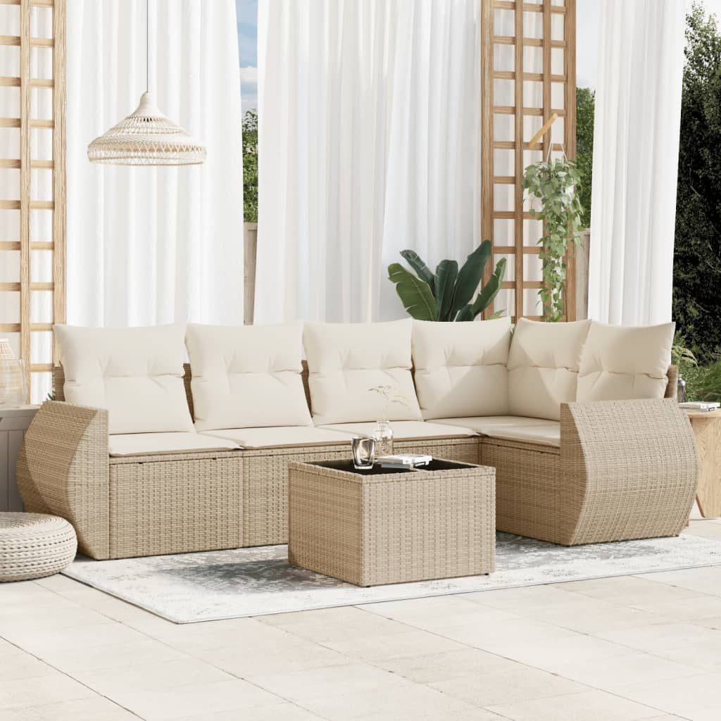 5-tlg. Garten-Sofagarnitur mit Kissen Schwarz Poly Rattan