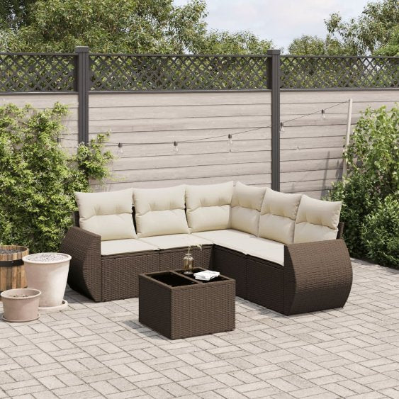 5-tlg. Garten-Sofagarnitur mit Kissen Schwarz Poly Rattan