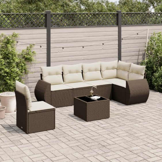 6-tlg. Garten-Sofagarnitur mit Kissen Schwarz Poly Rattan
