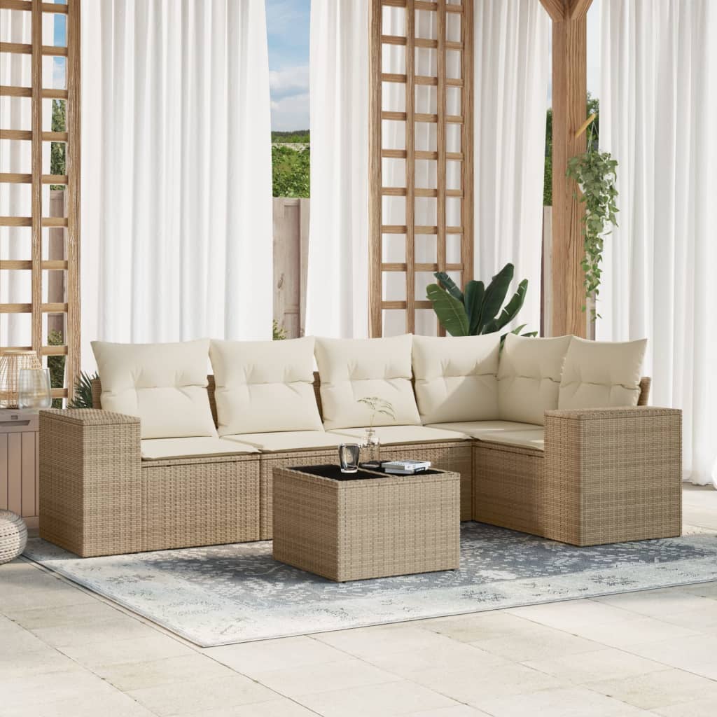 5-tlg. Garten-Sofagarnitur mit Kissen Schwarz Poly Rattan