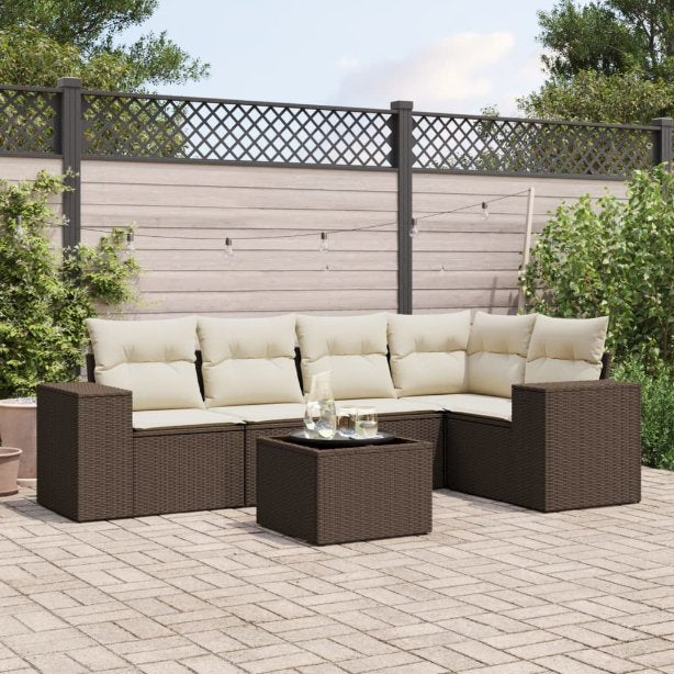 5-tlg. Garten-Sofagarnitur mit Kissen Schwarz Poly Rattan