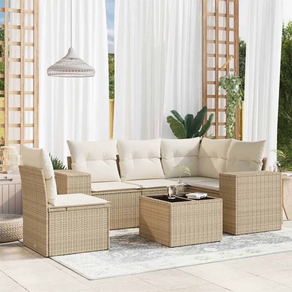 5-tlg. Garten-Sofagarnitur mit Kissen Schwarz Poly Rattan