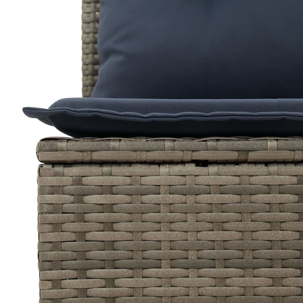 8-teiliges Gartensofa-Set mit Kissen, grau, Polyrattan