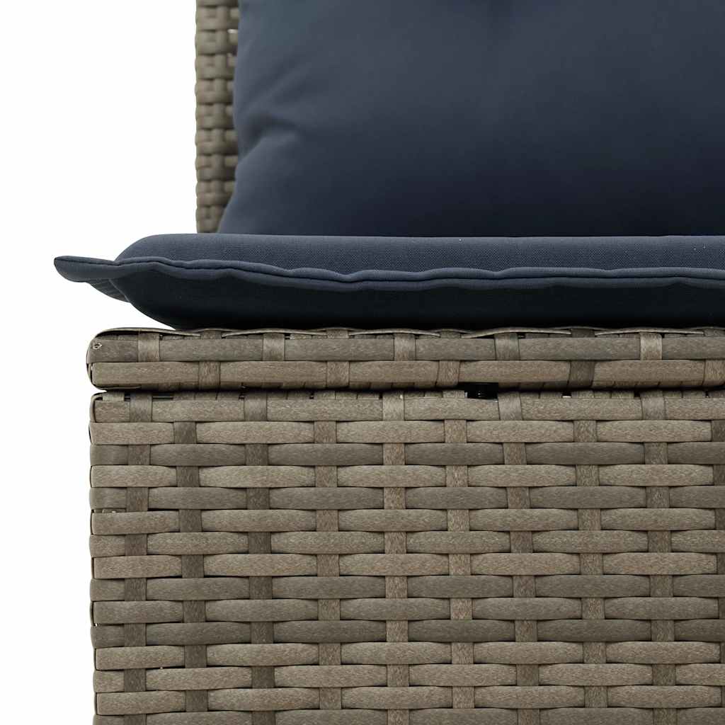14-tlg. Garten-Sofagarnitur mit Kissen Grau Poly Rattan