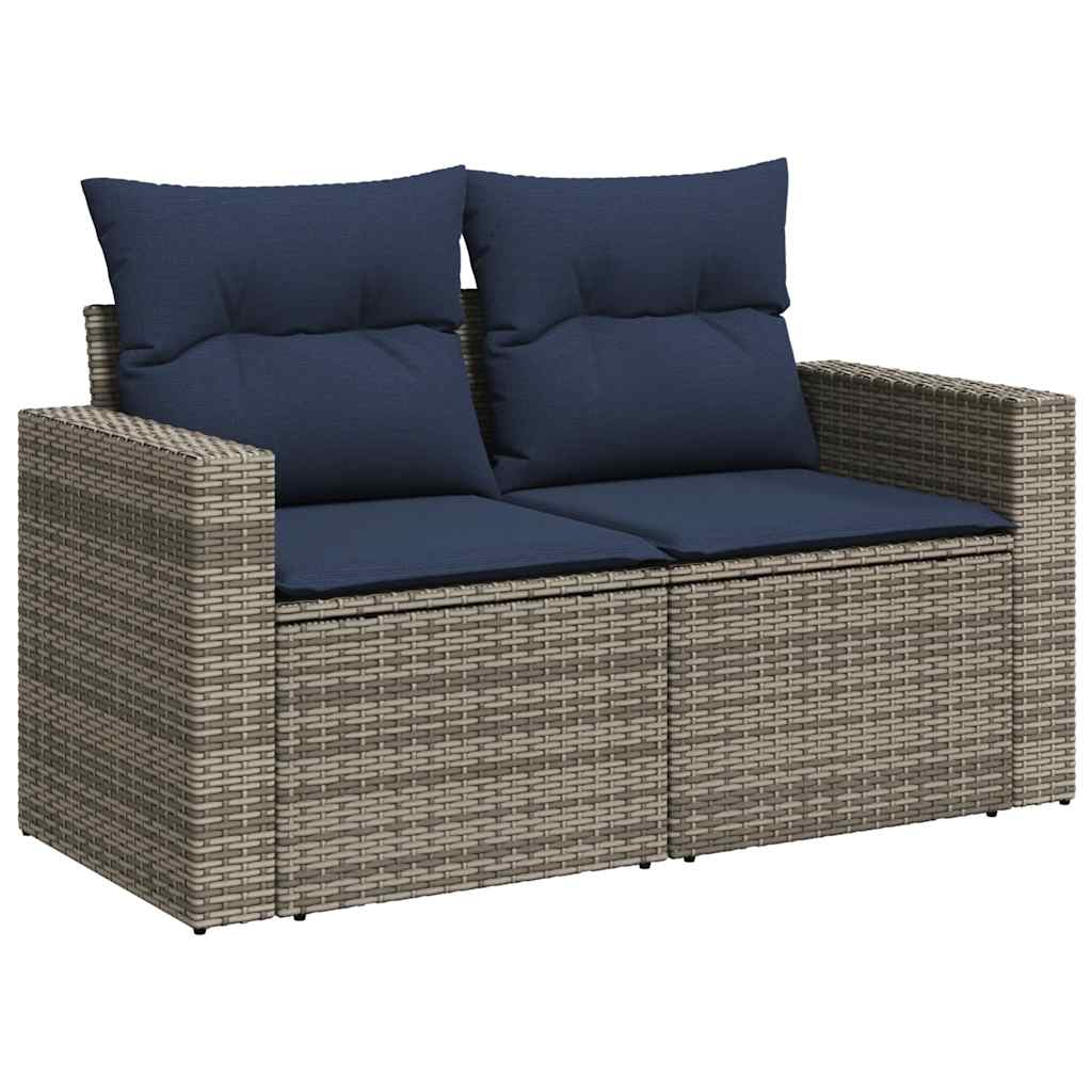6-teiliges Gartensofa-Set mit Kissen, grau, Polyrattan