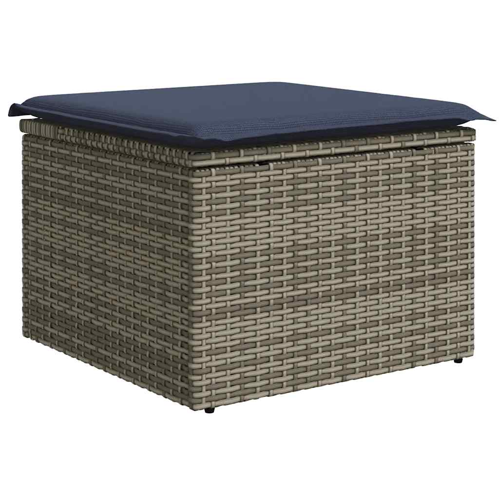 vidaXL 11-teiliges Gartensofa-Set mit Kissen, grau, Polyrattan