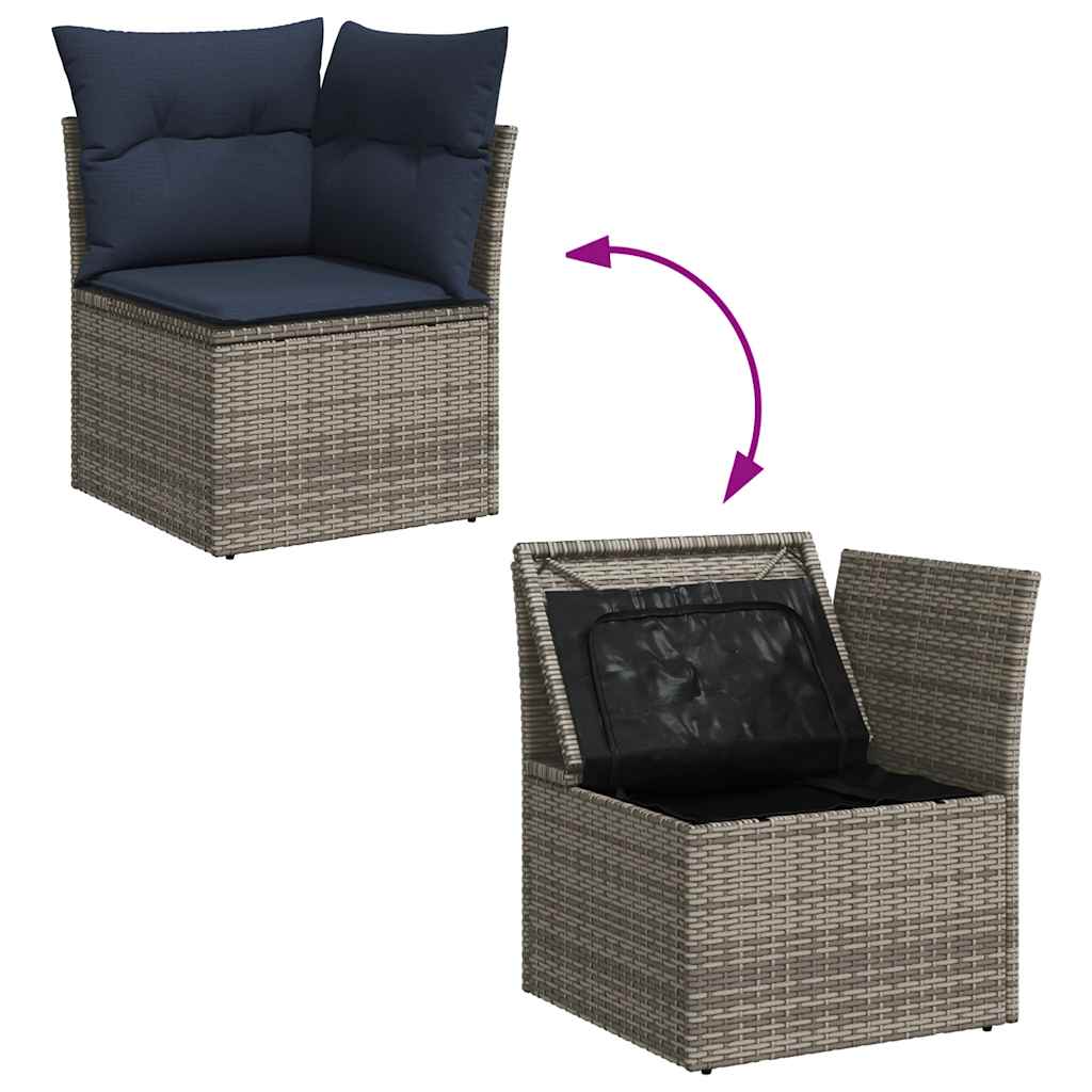 14-teiliges Gartensofa-Set mit Kissen, grau, Polyrattan
