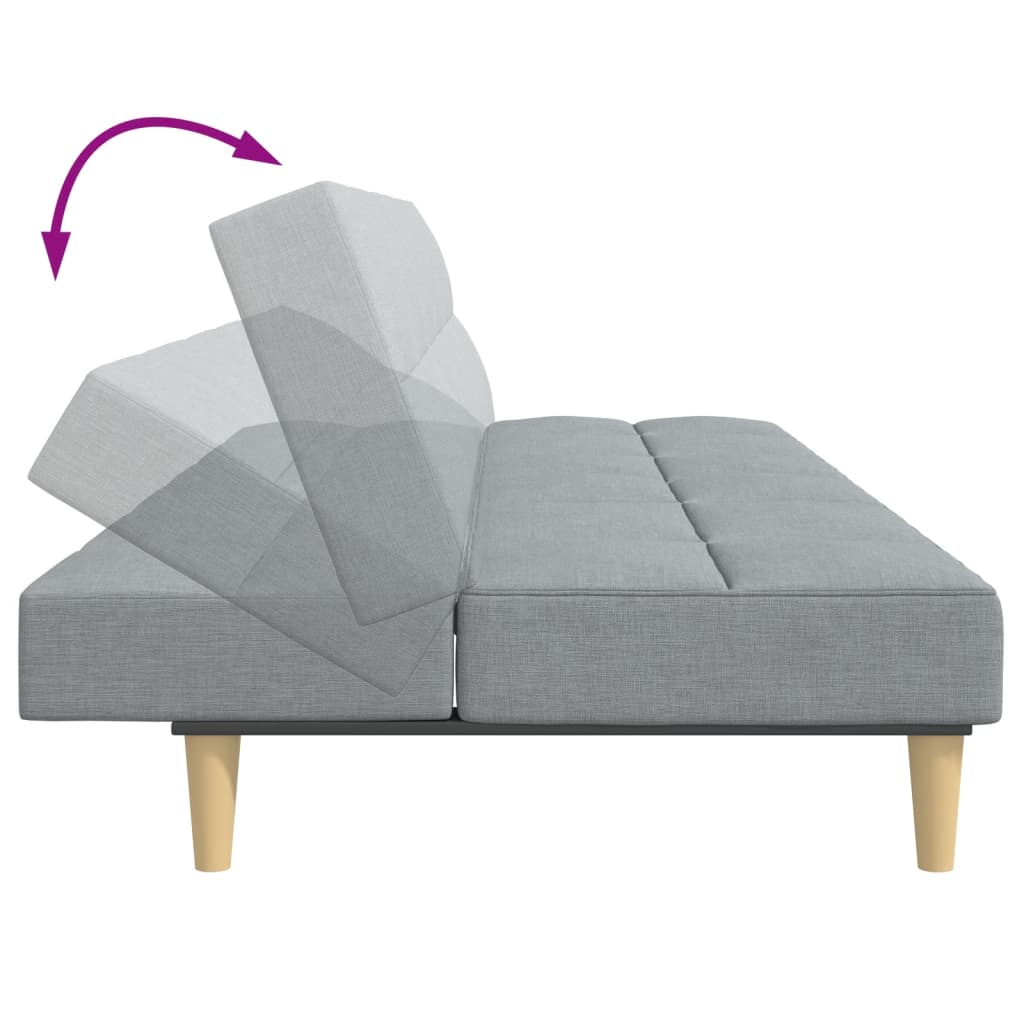 vidaXL Schlafsofa 2-Sitzer mit Fußhocker Hellgrau Stoff