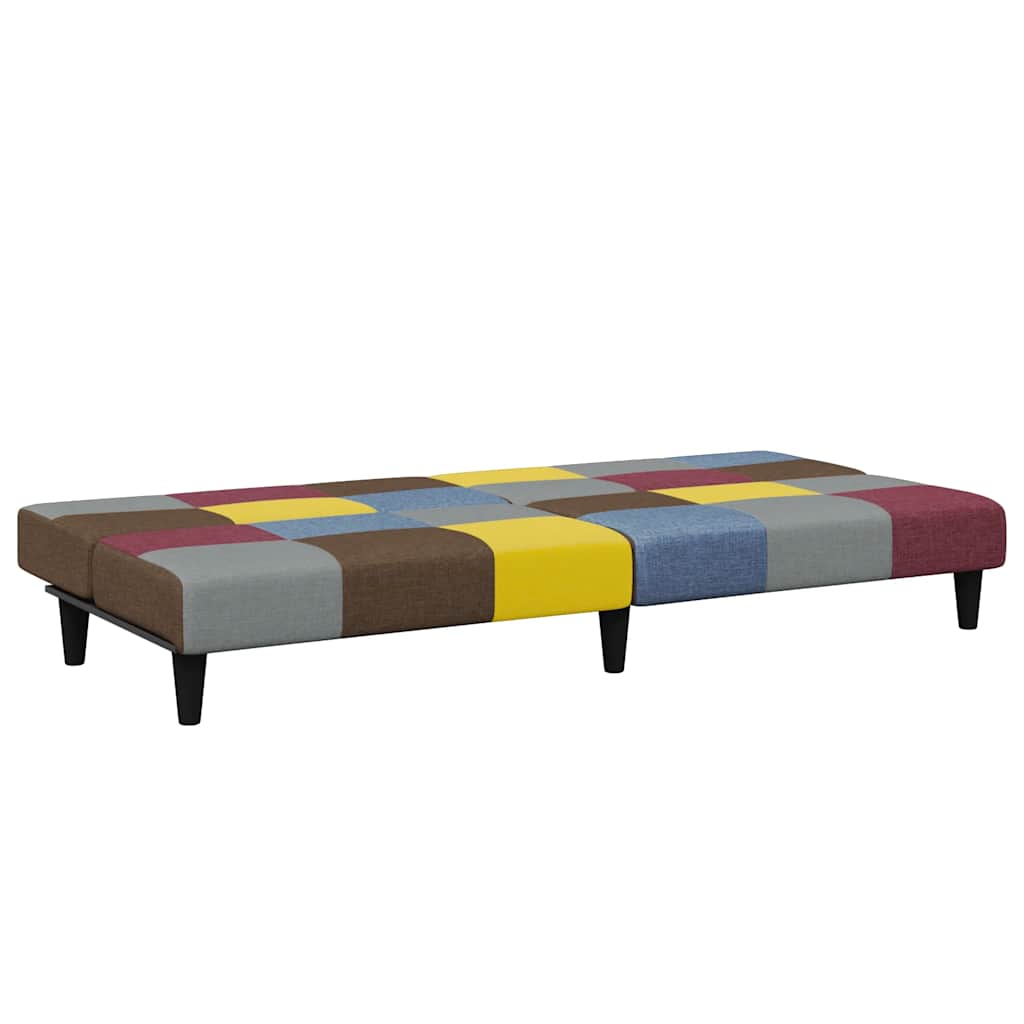vidaXL Schlafsofa 2-Sitzer mit Fußhocker Patchwork Stoff