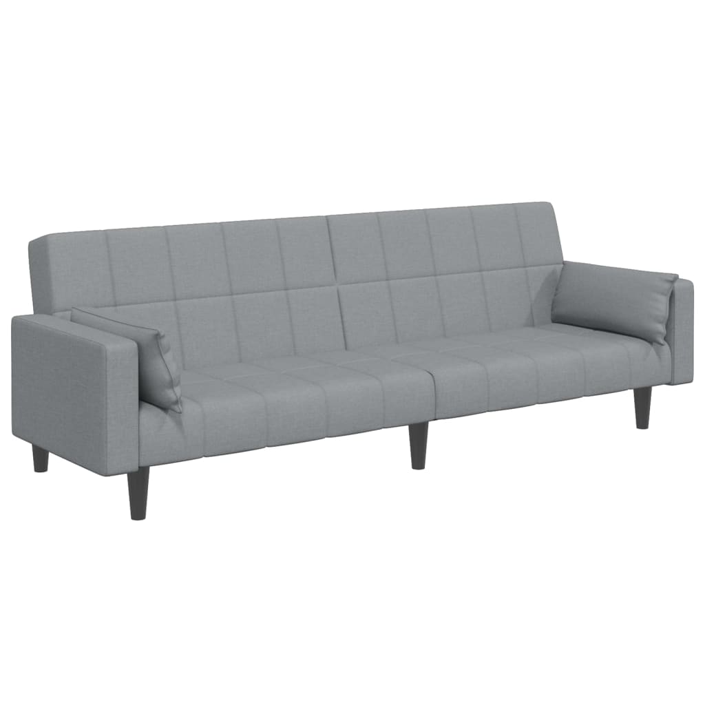 vidaXL Schlafsofa 2-Sitzer mit Fußhocker Hellgrau Stoff